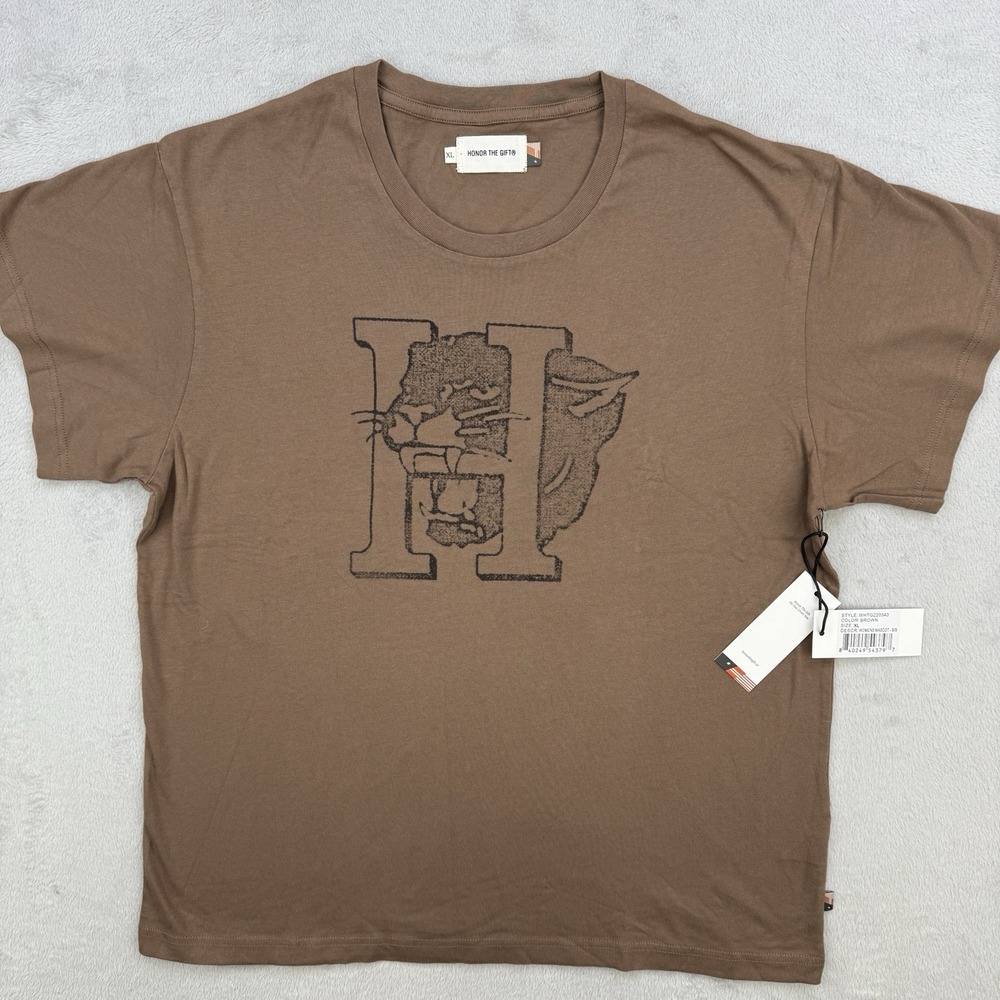 Honor The Gift Mascot Graphic T Shirt Womens XL Brown Cotton Logo Tee